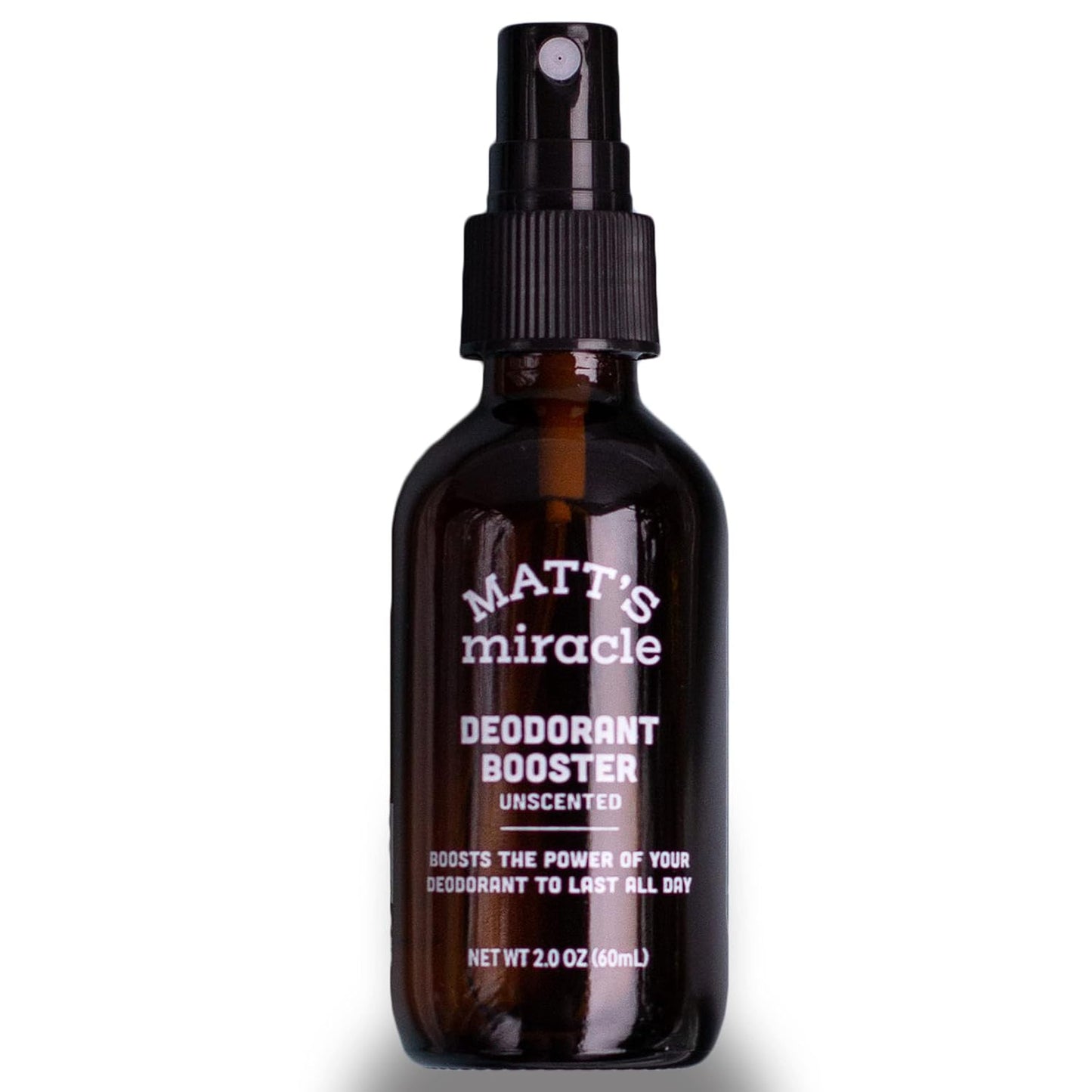 Matt’s Miracle Deodorant Booster Unscented 2oz | All Natural Body Odor Eliminator with Aloe, Vitamin E, and Vitamin B5 | Vegan, Aluminum-Free, Non-Toxic Odor Blocking Deodorant Spray for Men and Women | Made in USA