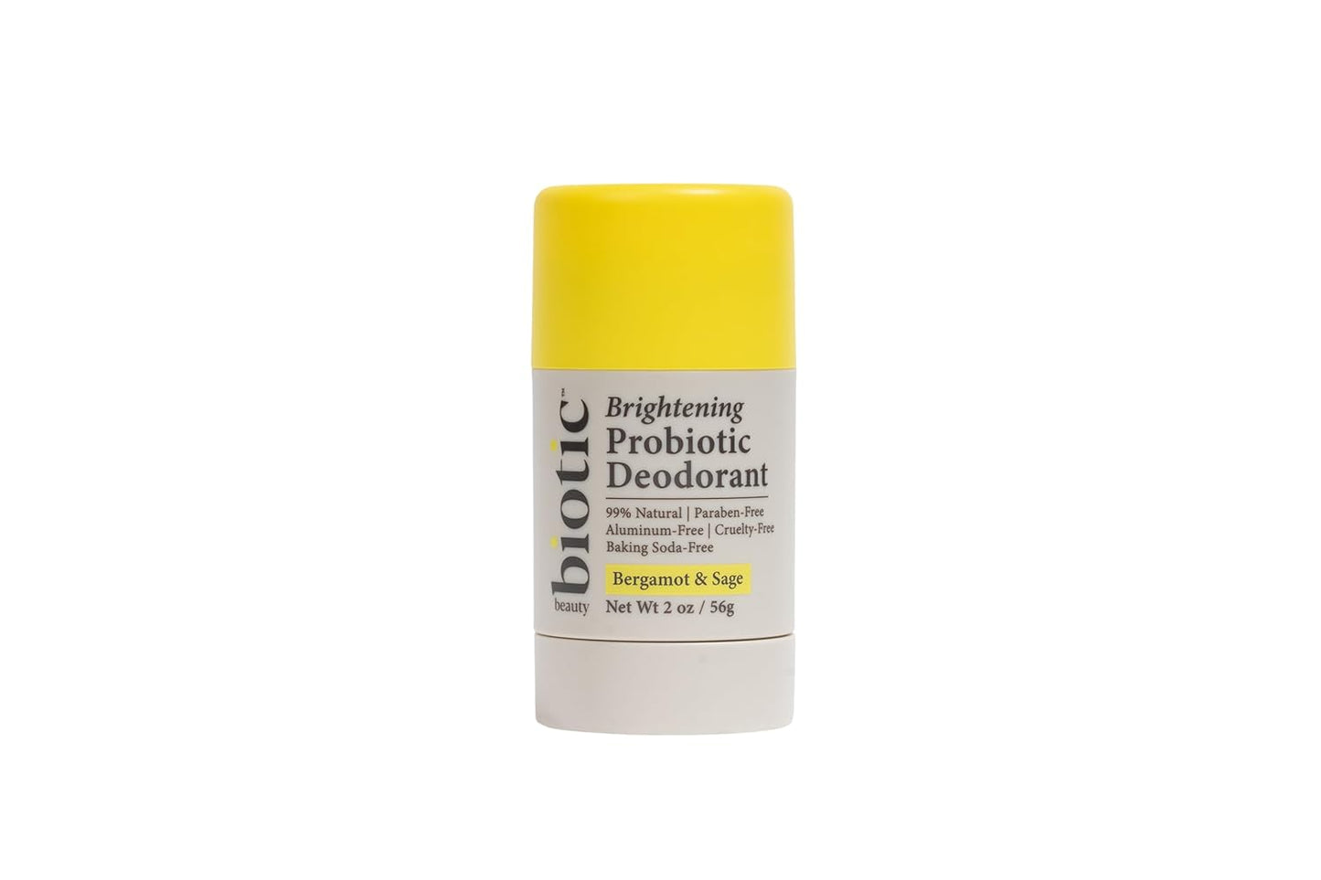 Biotic Brightening Probiotic Deodorant for Men & Women & Teens & Kids, Aluminum Free, Baking Soda Free, Natural, Odor Control and Eliminator, Whole Body Deodorant, Microbiome-Friendly, Bergamot Sage