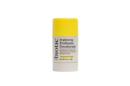 Biotic Brightening Probiotic Deodorant for Men & Women & Teens & Kids, Aluminum Free, Baking Soda Free, Natural, Odor Control and Eliminator, Whole Body Deodorant, Microbiome-Friendly, Bergamot Sage