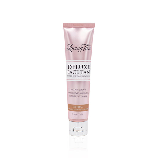 Loving Tan Deluxe Face Tan, Medium - Streak Free, Natural Looking, Professional Strength Sunless Tanner - 10+ Self Tanning Applications per Bottle, Cruelty Free, Naturally Derived DHA - 1.6 Fl Oz
