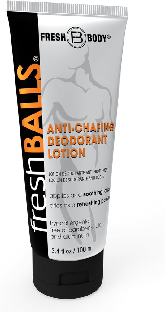 Fresh Body FB BALLS Deodorant : Anti Chafing Ball Cream to Powder for Men’s Groin, Private Parts | Comfort Lotion is Aluminum-Free & Talc-Free, 3.4 oz