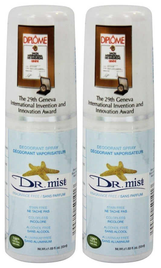 Unscented All Natural Spray Deodorant Mist With Only Water, Salt and Dead Sea Minerals, Aluminum Free, Oil Free, No Coloring or Staining, 1.69 oz (50 ml) (Pack of 2)