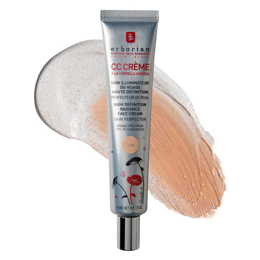Erborian Color Correcting CC Cream with Centella Asiatica, Fair (Clair) - Light Multi-Purpose Facial Concealer, Hydrates - SPF Korean Skincare Perfector - 1.5 Oz