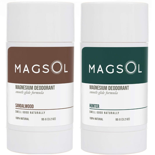 Natural Deodorant for Men - Aluminum Free Deodorant for Men, 4 Total Ingredients, 2 Pack (Sandalwood & Hunter)