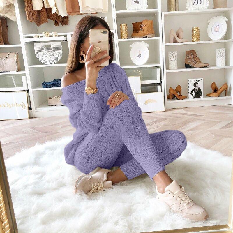 Plus Size Knit Pants Set