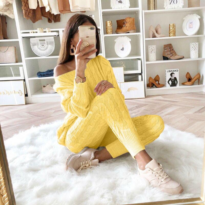 Plus Size Knit Pants Set