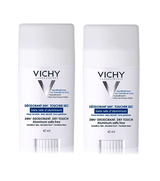 2xPack VICHY Skin Soothing 24H  Deodorant Stick without Aluminum - 80 ml